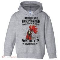 I Am Currently Unsupervised I Know It Chicken Farmer Gift Toddler Hoodie thumb 0