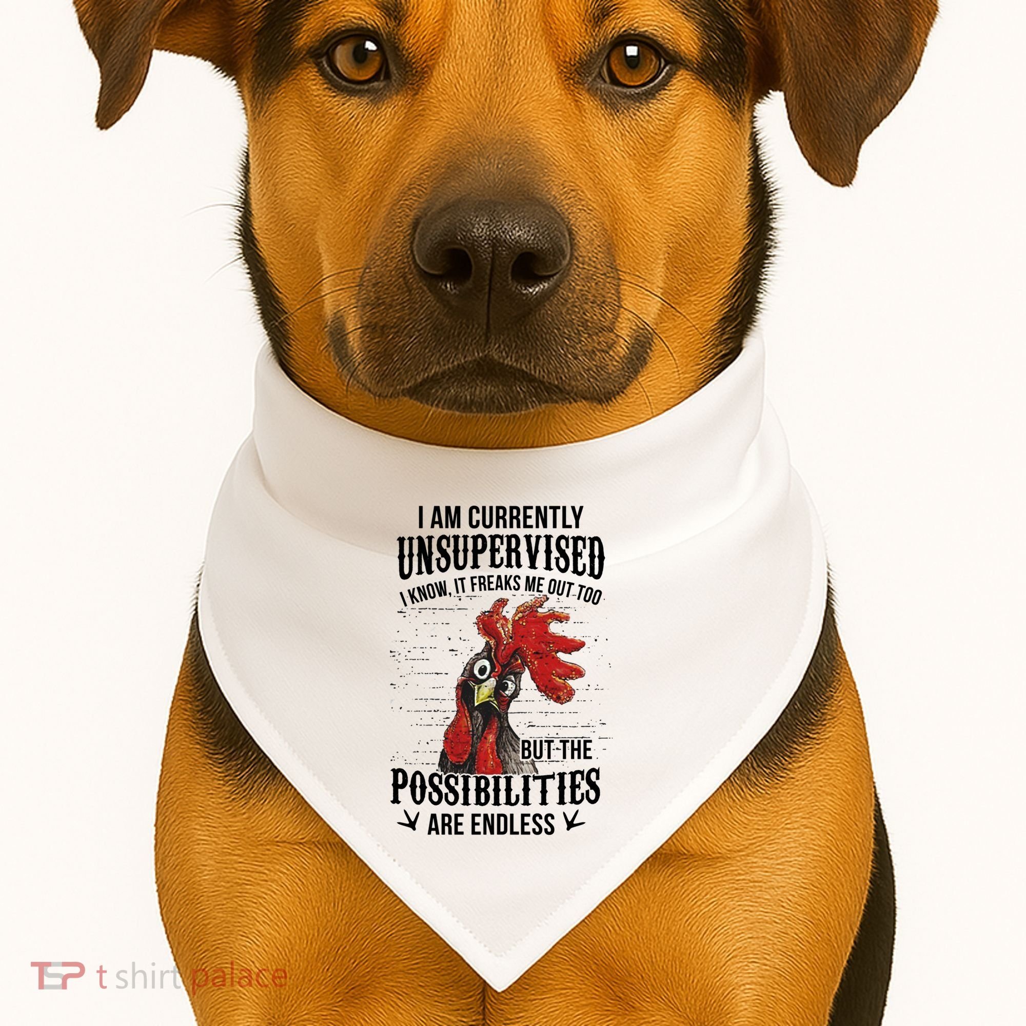 I Am Currently Unsupervised I Know It Chicken Farmer Gift USA-Made Doggie Bandana