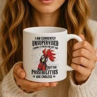 I Am Currently Unsupervised I Know It Chicken Farmer Gift Coffee Mug thumb 3