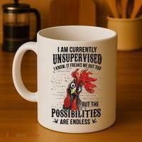 I Am Currently Unsupervised I Know It Chicken Farmer Gift Coffee Mug thumb 4