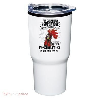 I Am Currently Unsupervised I Know It Chicken Farmer Gift Tumbler