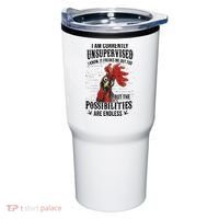 I Am Currently Unsupervised I Know It Chicken Farmer Gift Tumbler thumb 0