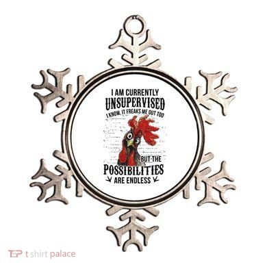 I Am Currently Unsupervised I Know It Chicken Farmer Gift Ornament