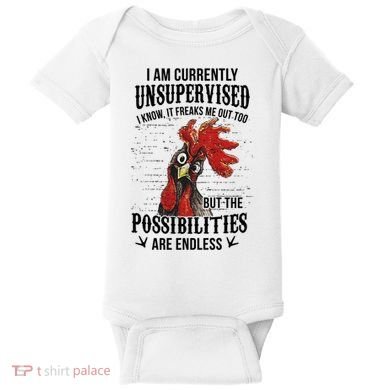 I Am Currently Unsupervised I Know It Chicken Farmer Gift Baby Bodysuit