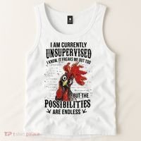 I Am Currently Unsupervised I Know It Chicken Farmer Gift Tank Top thumb 2