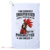 I Am Currently Unsupervised I Know It Chicken Farmer Gift Golf Towel thumb 0