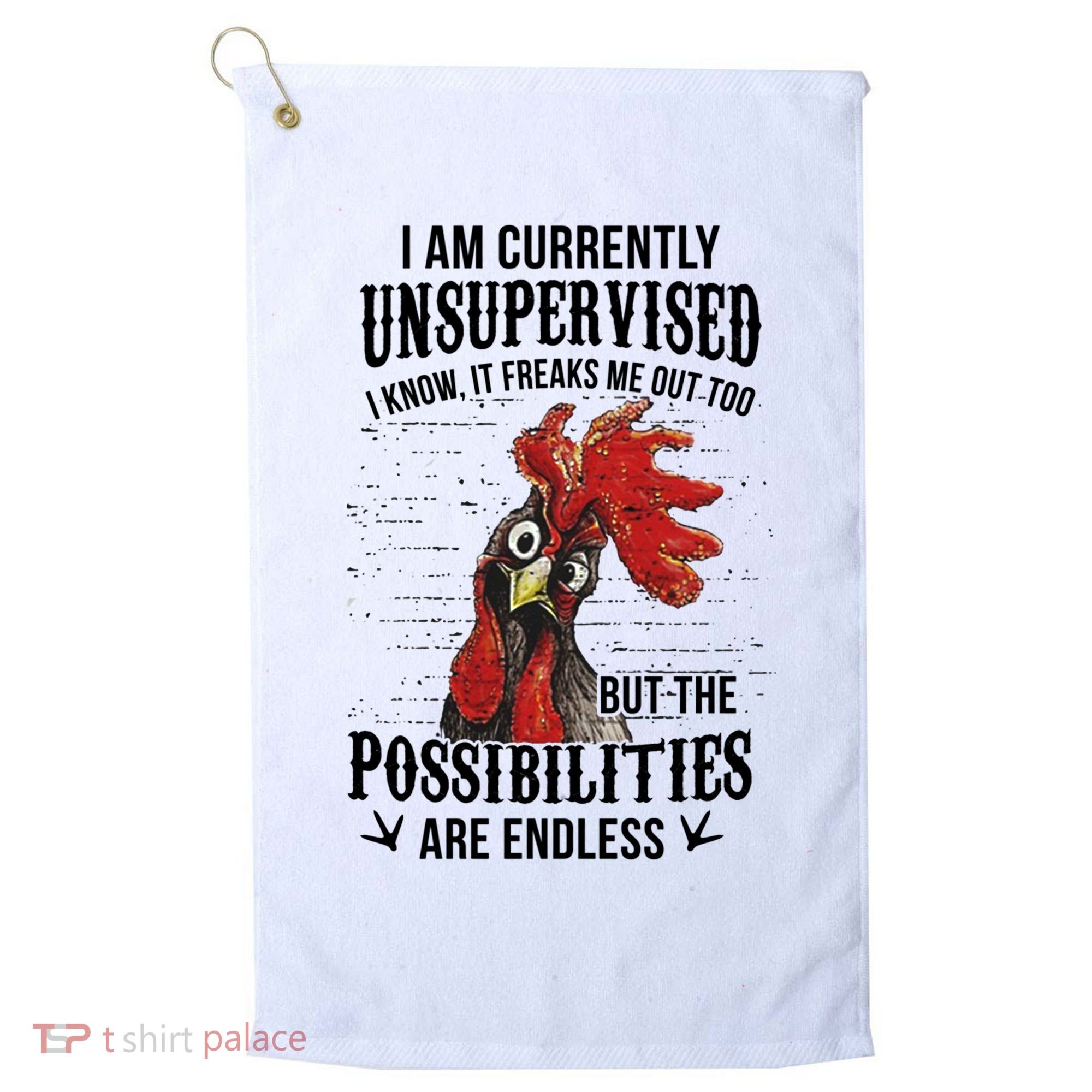 I Am Currently Unsupervised I Know It Chicken Farmer Gift Golf Towel