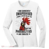 I Am Currently Unsupervised I Know It Chicken Farmer Gift Women's Long Sleeve Shirt thumb 0