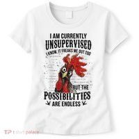 I Am Currently Unsupervised I Know It Chicken Farmer Gift Women's T-Shirt thumb 0