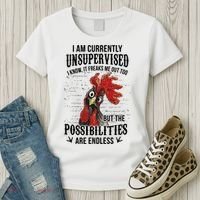 I Am Currently Unsupervised I Know It Chicken Farmer Gift Women's T-Shirt thumb 3