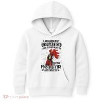 I Am Currently Unsupervised I Know It Chicken Farmer Gift Kids Hoodie thumb 0
