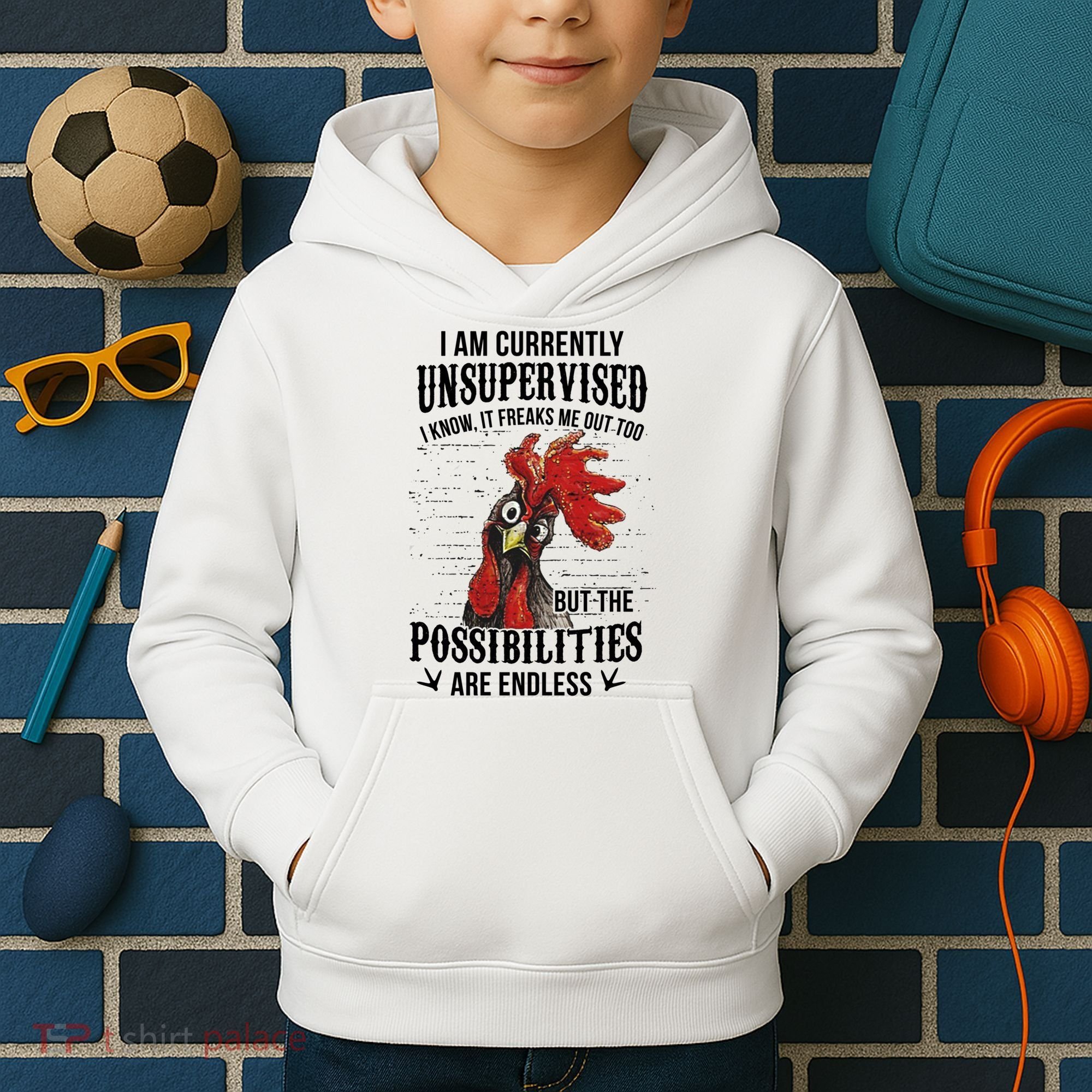 I Am Currently Unsupervised I Know It Chicken Farmer Gift Kids Hoodie