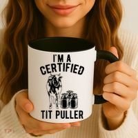 Im A Certified Tit Puller Funny Dairy Cow Farmer Gift Coffee Mug thumb 3