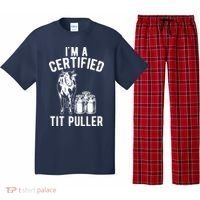 Im A Certified Tit Puller Funny Dairy Cow Farmer Gift Pajama Set thumb 0