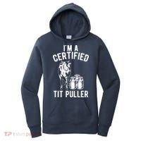 Im A Certified Tit Puller Funny Dairy Cow Farmer Gift Women's Hoodie thumb 0
