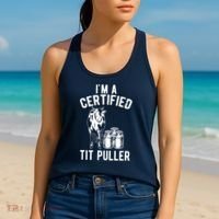 Im A Certified Tit Puller Funny Dairy Cow Farmer Gift Women's Tank Top thumb 2
