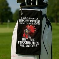 I Am Currently Unsupervised Funny Sayings Golf Towel thumb 2