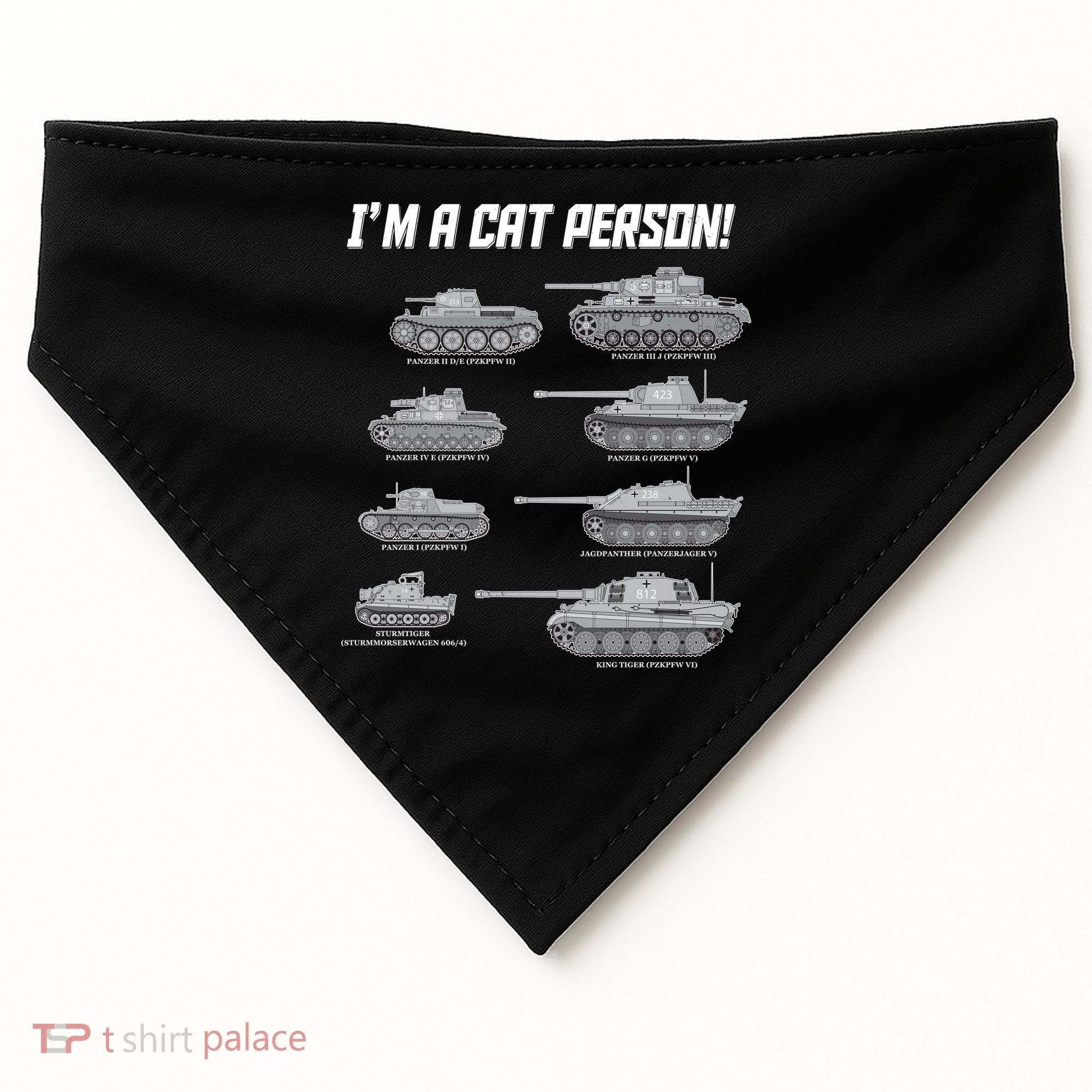 I'm A Cat Person WWII German Tanks USA-Made Doggie Bandana