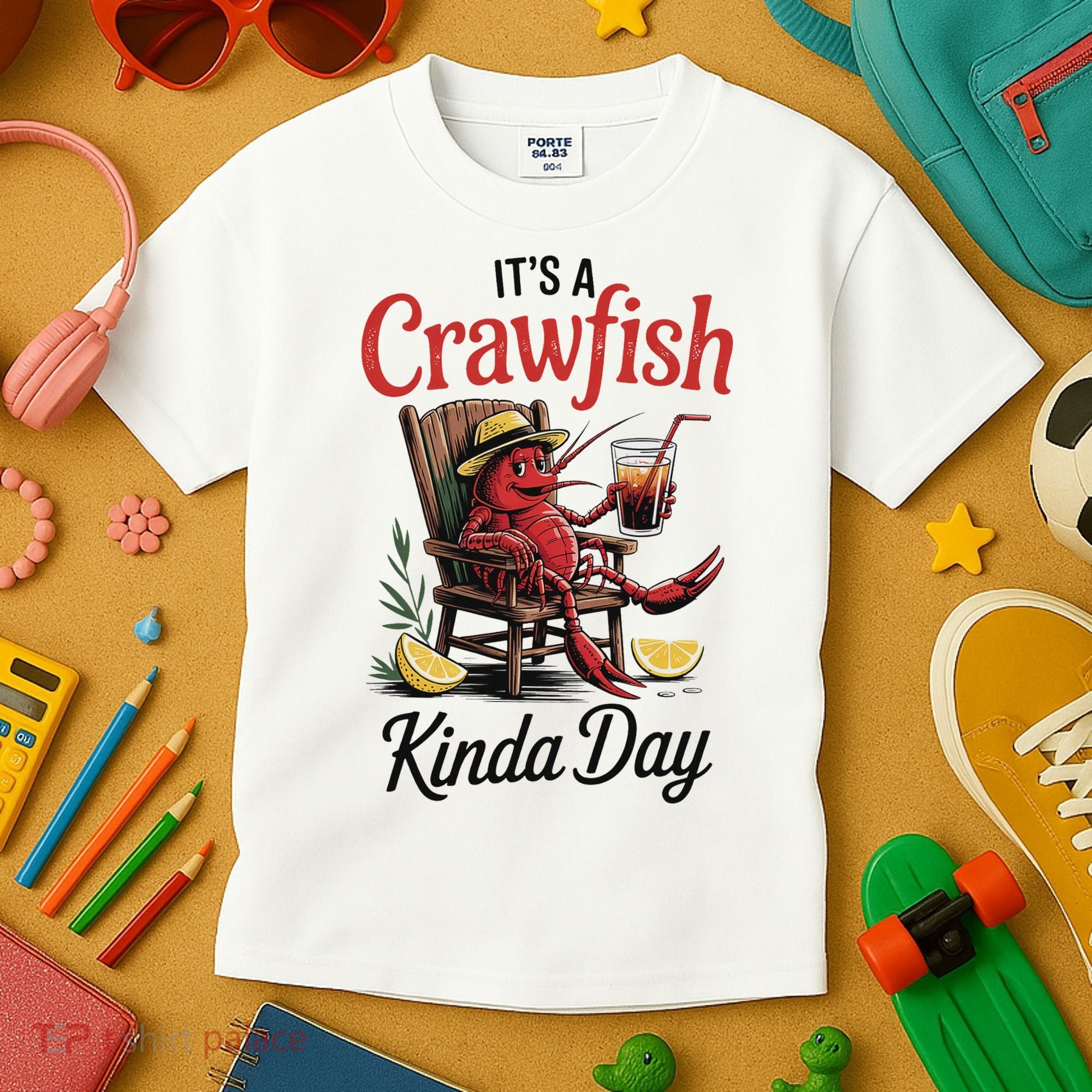 It's A Crawfish Kinda Day Crawfish Funny Louisiana Seafood Kids T-Shirt