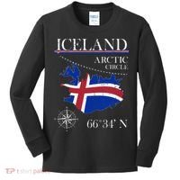 Iceland  Arctic Circle  Polar North Island Icelandic Flag Kids Long Sleeve Shirt thumb 0