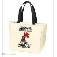 I Am Currently Unsupervised Chicken Rooster Funny Tote Bag thumb 3
