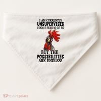 I Am Currently Unsupervised Chicken Rooster Funny USA-Made Doggie Bandana thumb 0