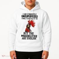I Am Currently Unsupervised Chicken Rooster Funny Hoodie thumb 2