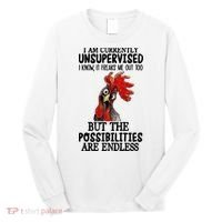 I Am Currently Unsupervised Chicken Rooster Funny Long Sleeve Shirt thumb 0