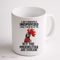 I Am Currently Unsupervised Chicken Rooster Funny Coffee Mug thumb 1
