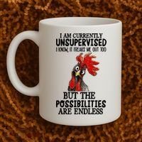 I Am Currently Unsupervised Chicken Rooster Funny Coffee Mug thumb 2