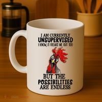 I Am Currently Unsupervised Chicken Rooster Funny Coffee Mug thumb 4