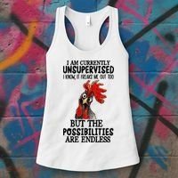 I Am Currently Unsupervised Chicken Rooster Funny Women's Tank Top thumb 3