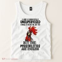 I Am Currently Unsupervised Chicken Rooster Funny Tank Top thumb 2