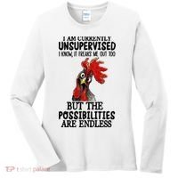 I Am Currently Unsupervised Chicken Rooster Funny Women's Long Sleeve Shirt thumb 0
