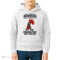 I Am Currently Unsupervised Chicken Rooster Funny Kids Hoodie thumb 4