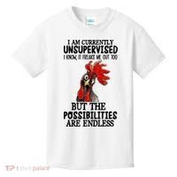 I Am Currently Unsupervised Chicken Rooster Funny Kids T-Shirt thumb 0