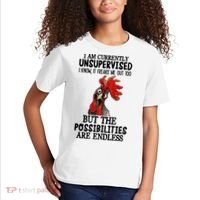 I Am Currently Unsupervised Chicken Rooster Funny Kids T-Shirt thumb 2