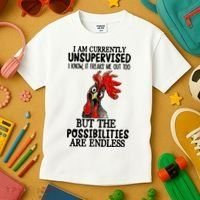 I Am Currently Unsupervised Chicken Rooster Funny Kids T-Shirt thumb 3