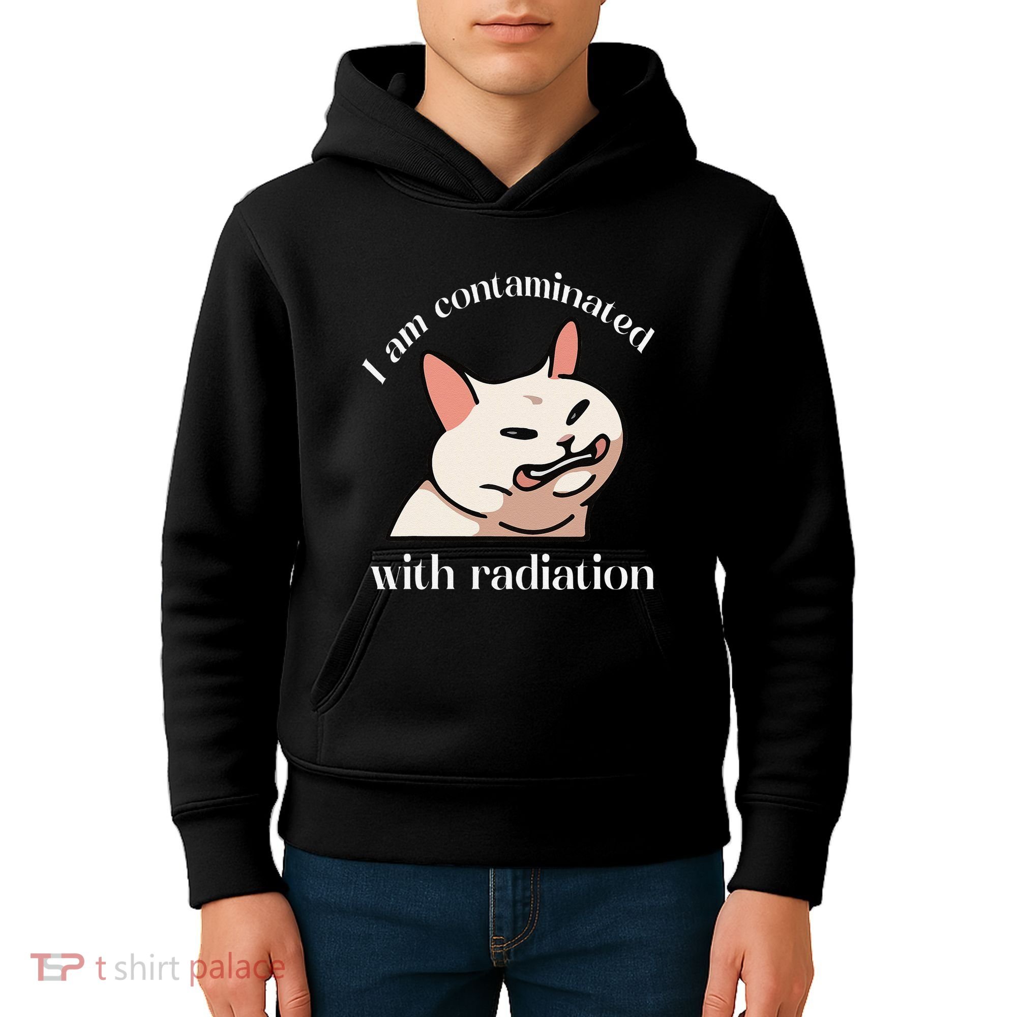 I Am Contaminated With Radiation Funny Cat Dank Odd Meme Kids Hoodie
