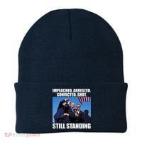 Impeached Arrested Convicted Shot Still Standing Donald Trump Beanie thumb 0