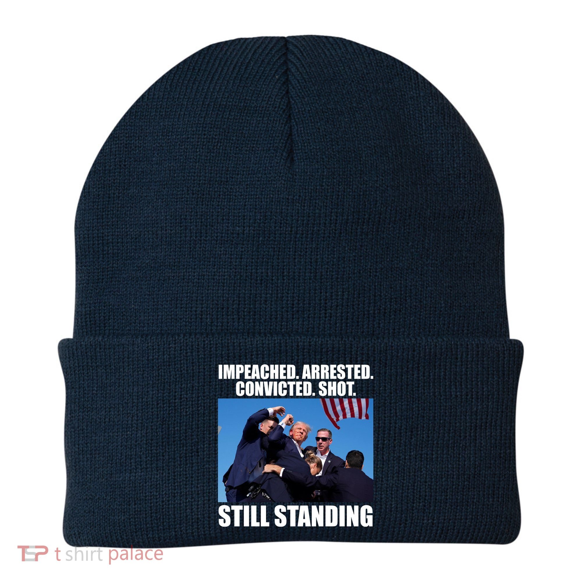 Impeached Arrested Convicted Shot Still Standing Donald Trump Beanie