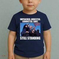 Impeached Arrested Convicted Shot Still Standing Donald Trump Toddler T-Shirt thumb 2