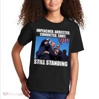 Impeached Arrested Convicted Shot Still Standing Donald Trump Kids T-Shirt thumb 2