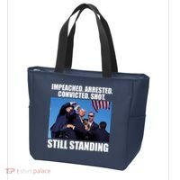 Impeached Arrested Convicted Shot Still Standing Donald Trump Tote Bag thumb 3