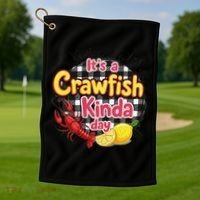 Its A CrawFish Kinda Day Crawfish Funny Louisiana Seafood Golf Towel thumb 1