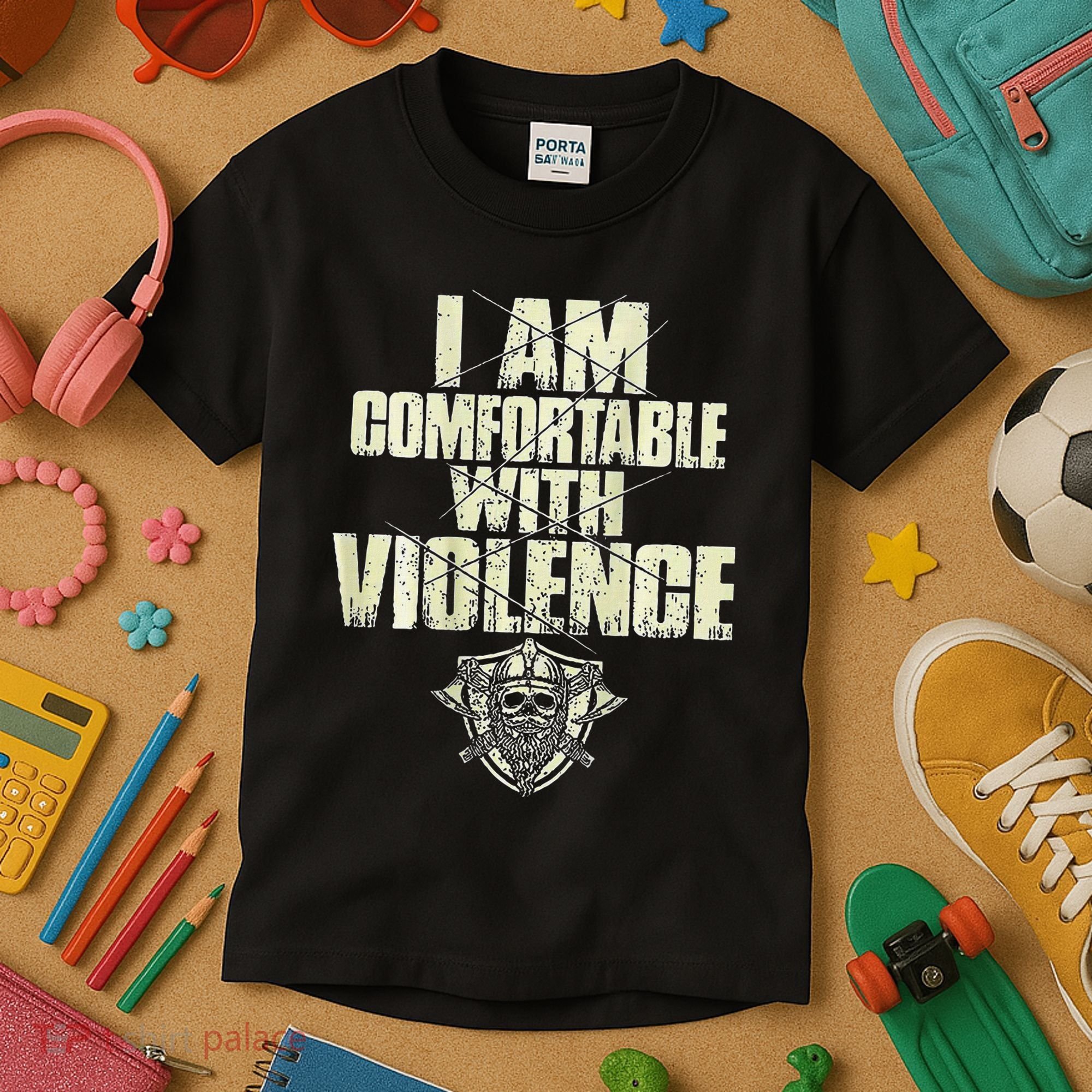 I Am Comfortable With Violence Kids T-Shirt