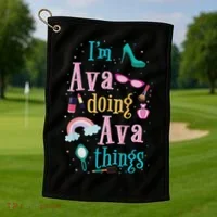 I'm Ava Doing Ava Things Cute Gift Golf Towel thumb 1