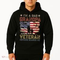 I'm A Dad Grandpa And A Veteran Nothing Scares Me Hoodie thumb 2