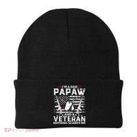 I'm a Dad Papaw And Veteran Nothing Scares Me American Flag Beanie thumb 0