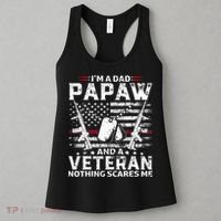 I'm a Dad Papaw And Veteran Nothing Scares Me American Flag Women's Tank Top thumb 3